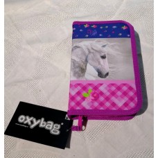 Oxybag - penál s koněm, růžový, vybavený